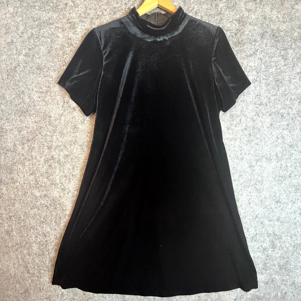 Vintage John Roberts Dress Womens 16 Petite Black Velvet Witchy Goth 90s Noir